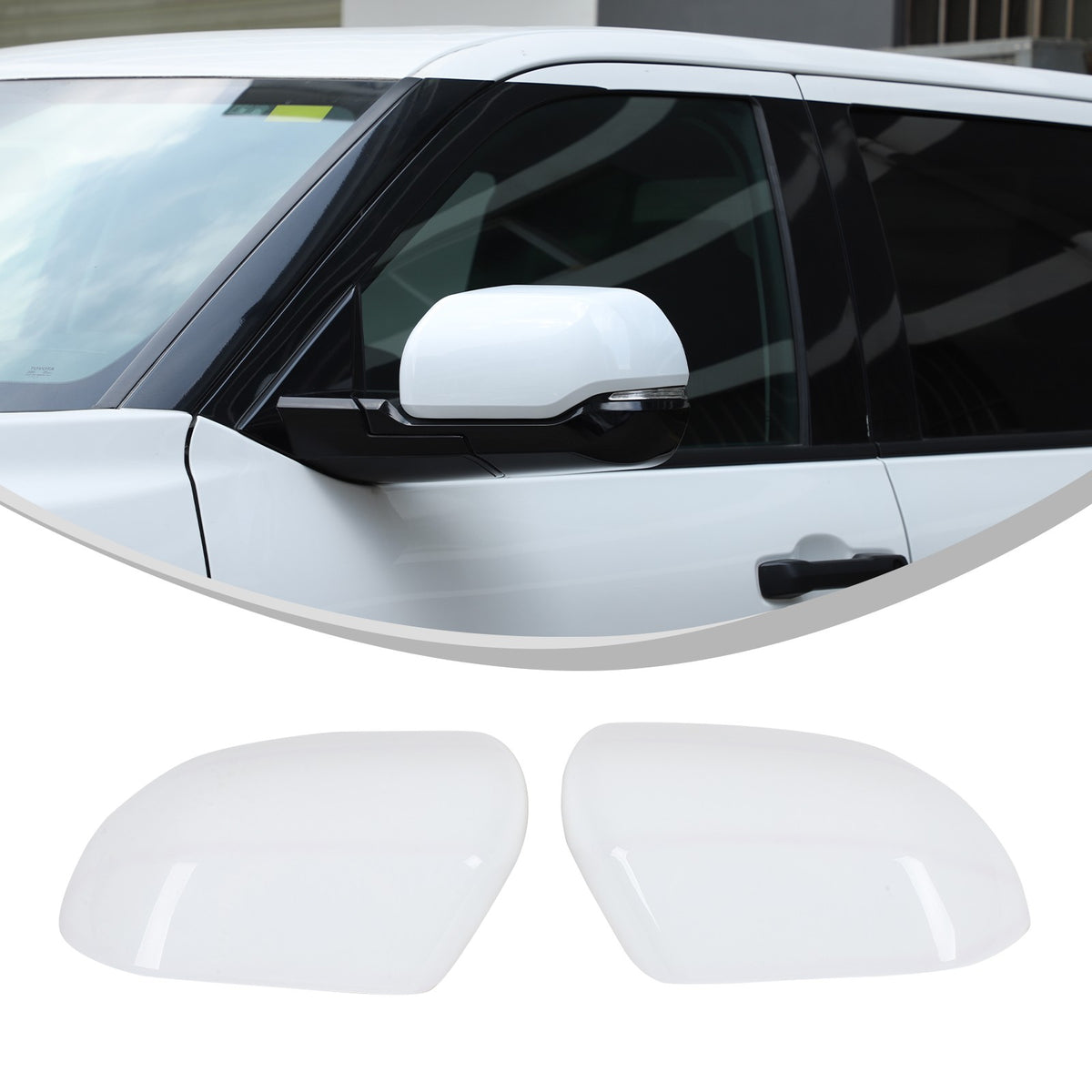 White ABS Exterior Rearview Mirror Cover Trim For Toyota Tundra/Sequoia 2022+ US 1