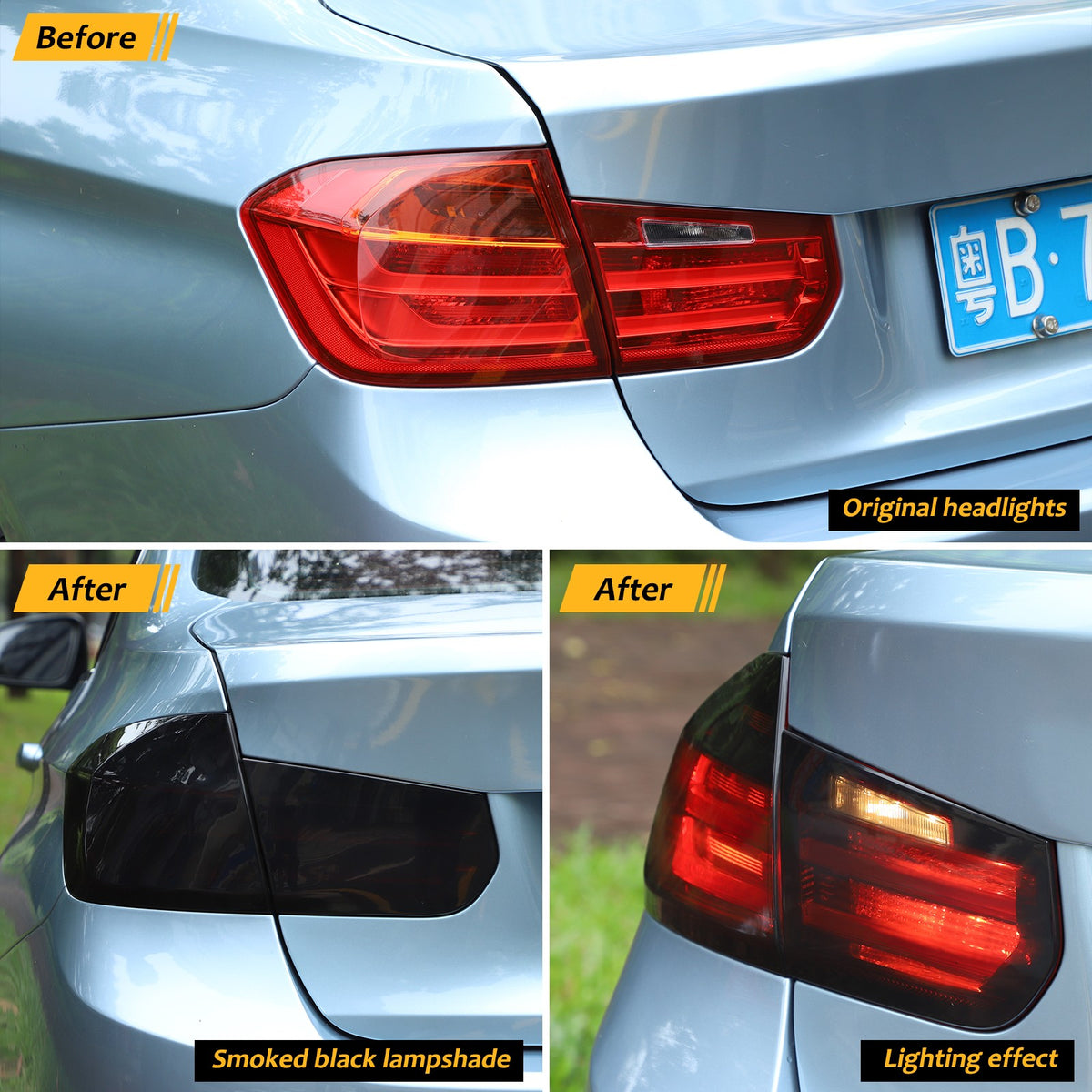 Smoked Black Rear Tail Light Cover Trim For BMW 3 Series F30 F35 /BMW M3 F80 2