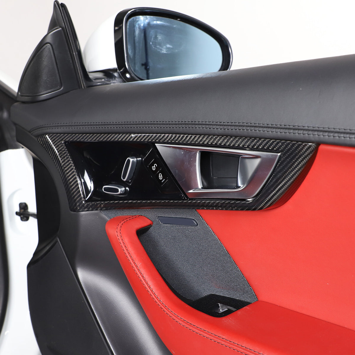 Real Carbon Fiber Inner Door Handle Frame Cover Trim For Jaguar F-TYPE 2013-2024 16
