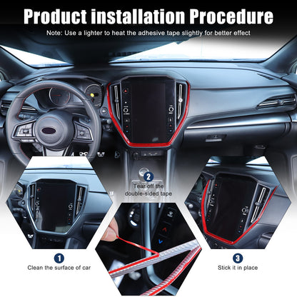 Red Real Carbon Fiber Navigation Screen Frame Trim For Subaru WRX VB MT 2022+ 5