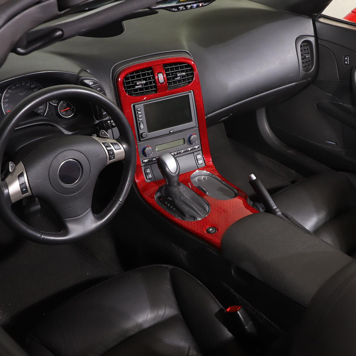 Red Real Carbon Fiber Center Console Panel Cover Trim Set For 05-13 Corvette C6 8