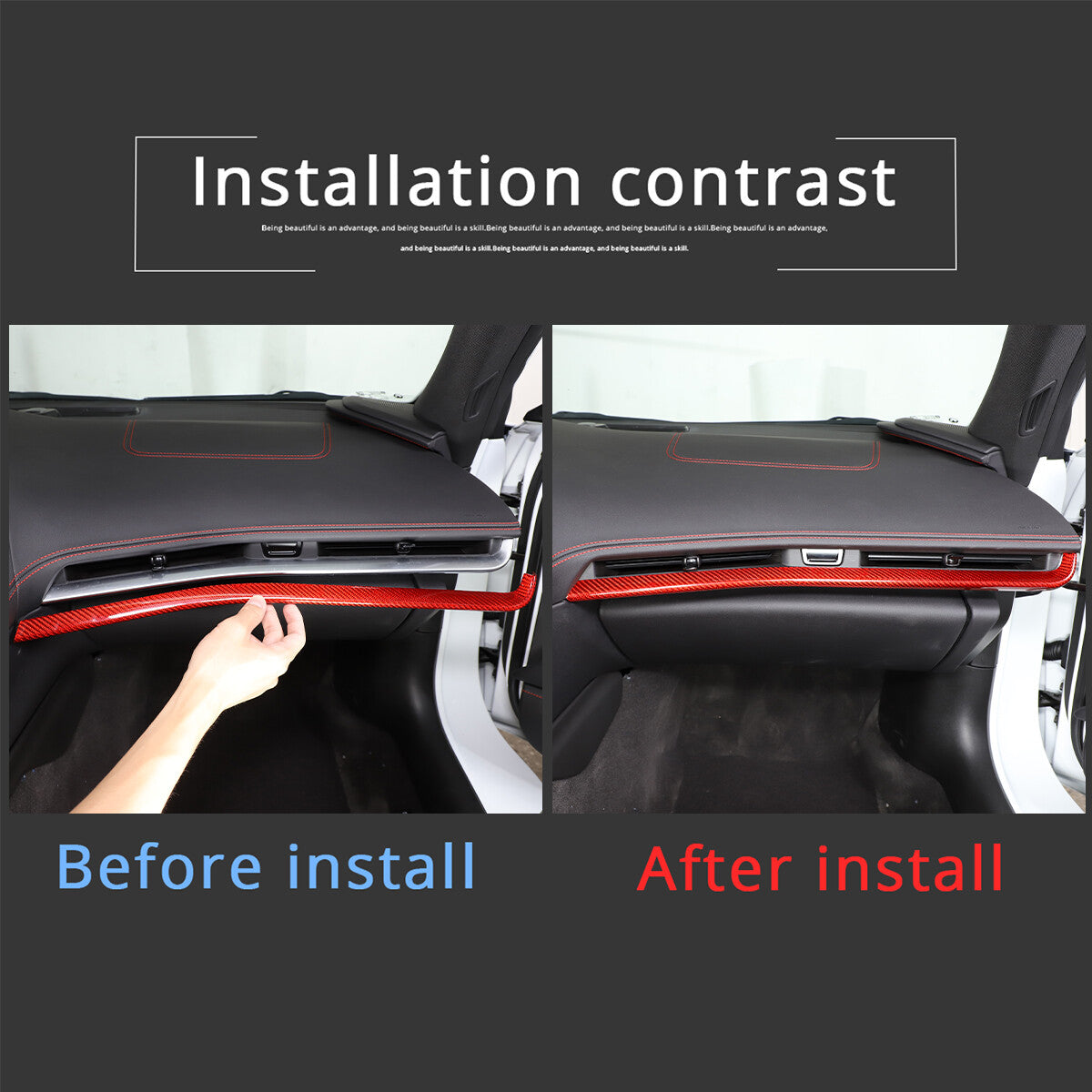 Red Real Carbon Fiber Dash Panel Door Handle Trim Kit Accessory For Corvette C8 20