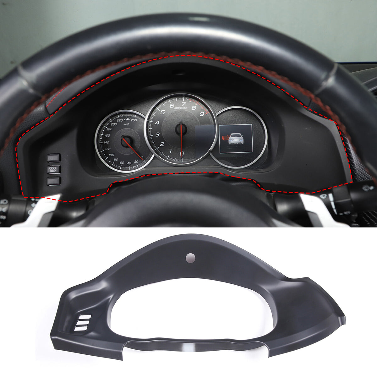 Matte Black Car Dashboard Panel Frame Cover Trim For 2012-2020 Subaru BRZ 3