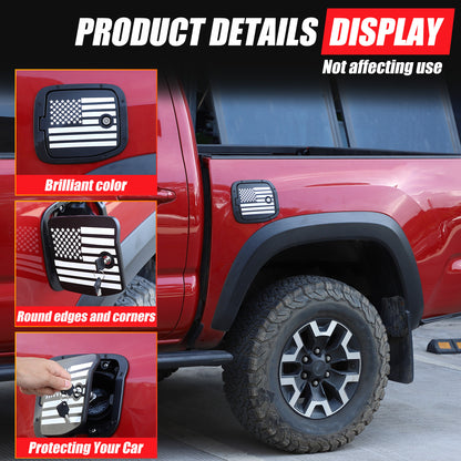 US Flag Lock Key Aluminum Gas Fuel Tank Door Cover For Toyota Tacoma 2016-23 US 9