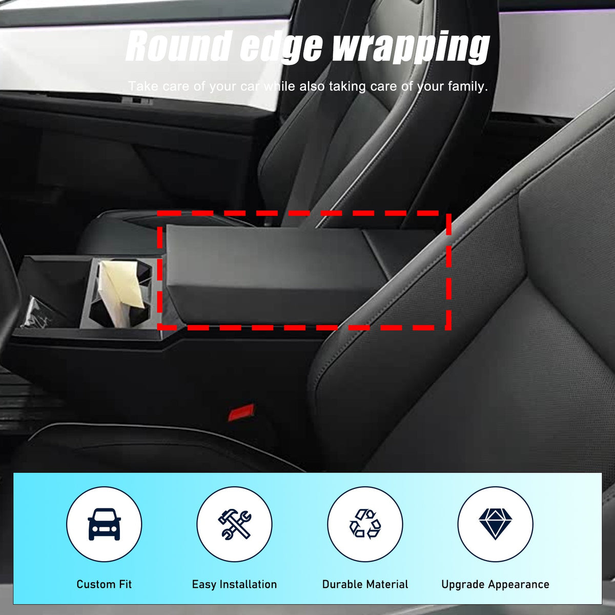 Real Dry Carbon Fiber Center Console Interior Trim For Tesla Cybertruck 2024+ 55