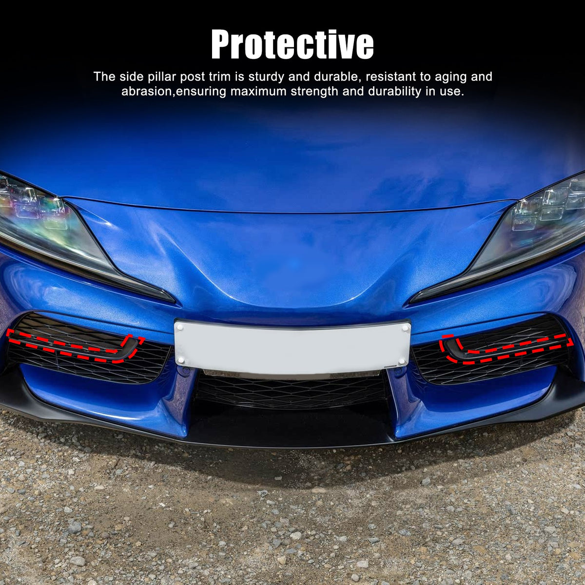 Red Real Carbon Fiber Front Bumper Side Grill Trim For Toyota Supra A90 19+ 16