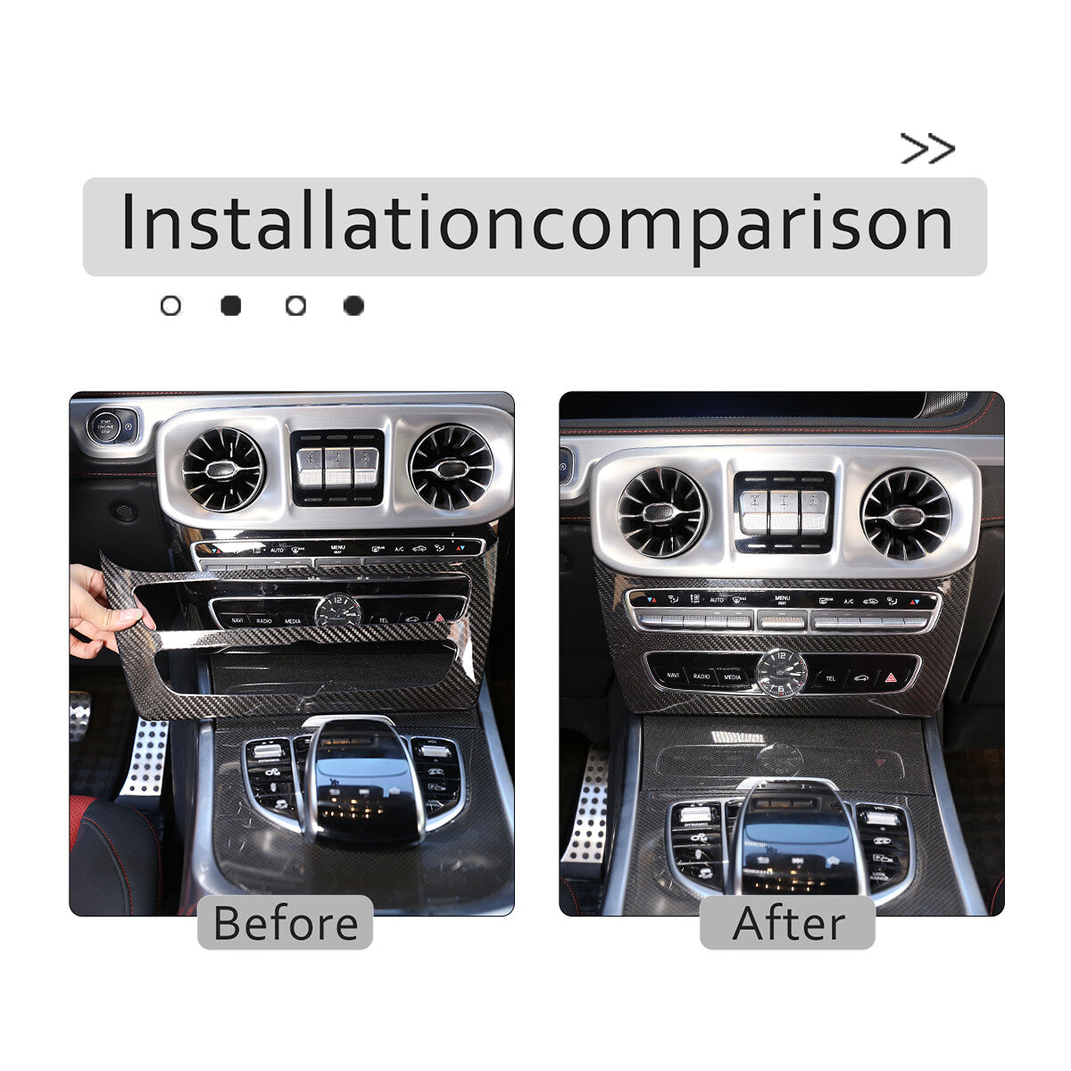 Carbon Fiber Center Console Mode Frame Trim Cover For Benz G Class W463 2019-20 7