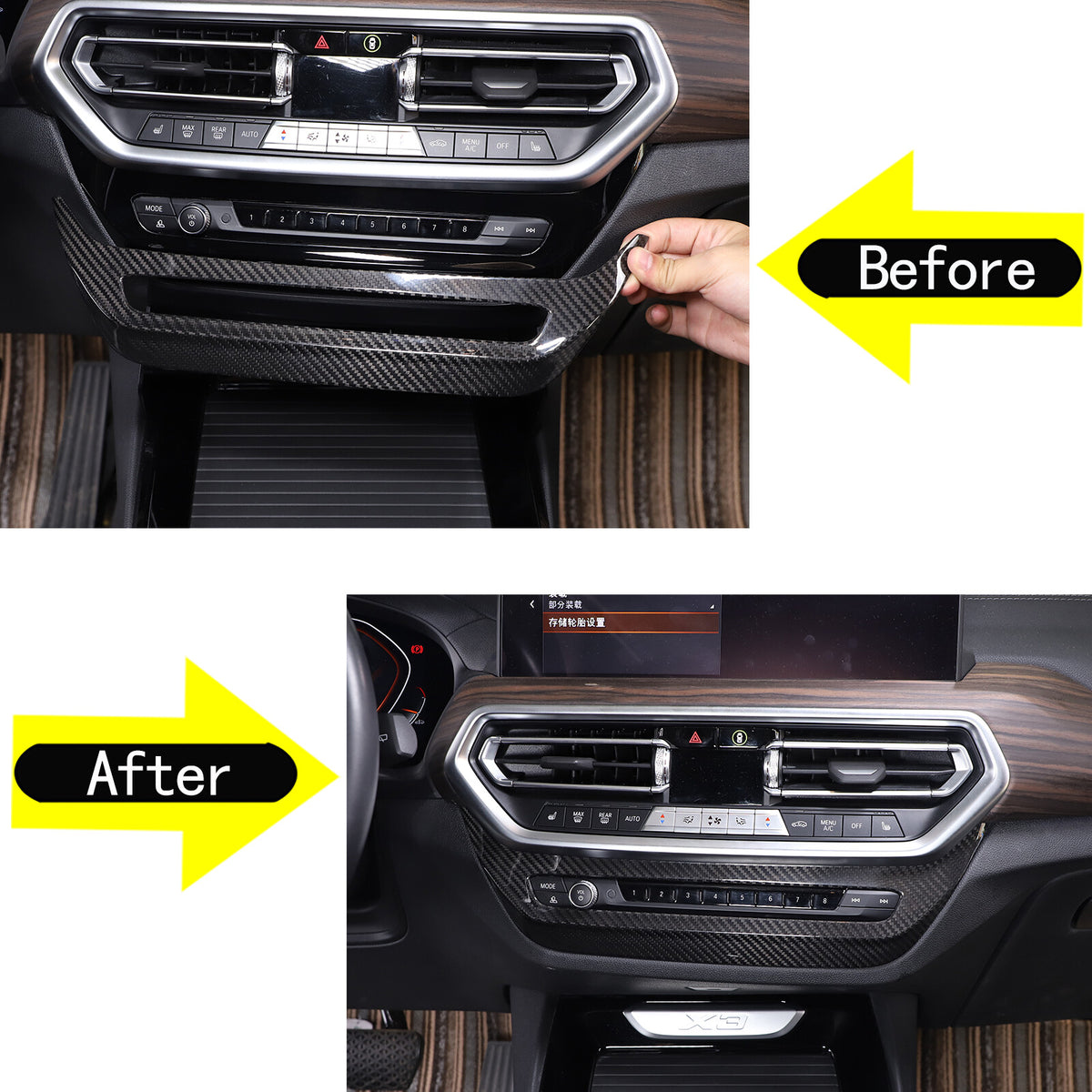 Real Carbon Fiber Air Vent CD Panel Cover Trim For BMW X3 G01 X4 G02 2022-2024 4