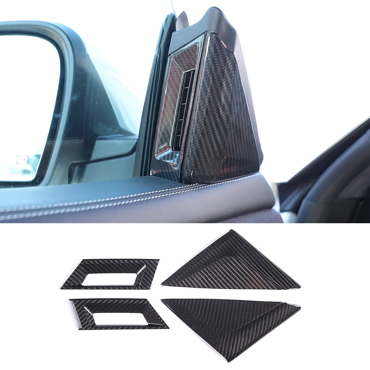 Real carbon fiber For Maserati Ghibli 2014-2022 Inner A-pillar horn cover trim 1