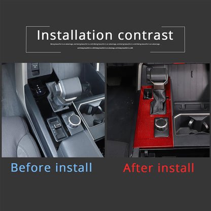 Red Real Carbon Fiber Center Console Gear Panel Cover for Toyota Tundra 2022-26 16