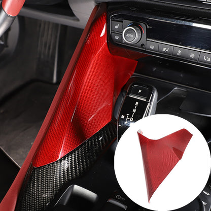 Red Real Carbon Fiber Center Gear Shift Side Panel Trim For Toyota Supra A90 19+ 15