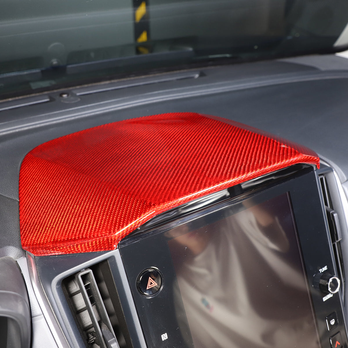 Red Real Carbon Fiber Center Navigation Screen Trim For Subaru Crosstrek GU 24+ 9