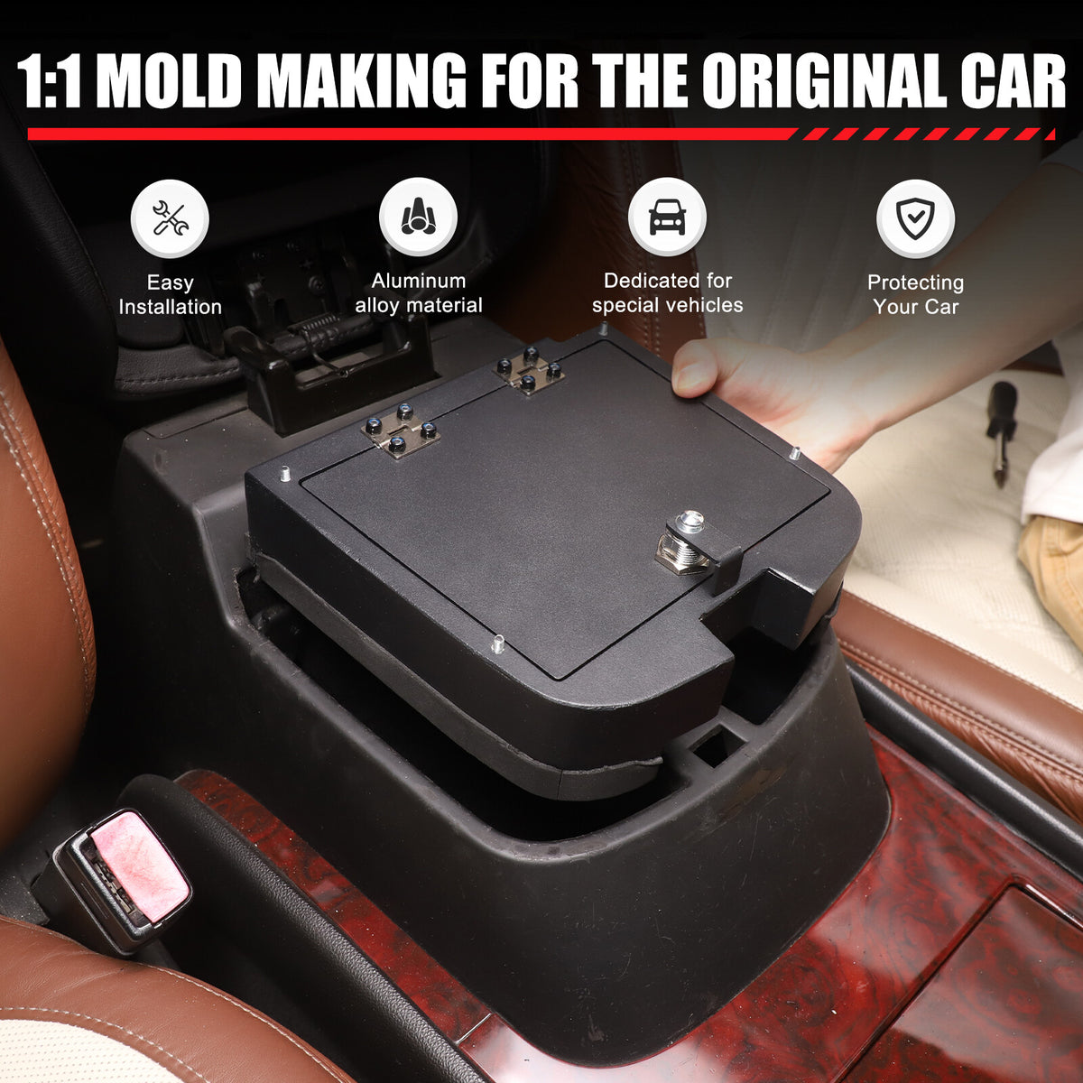 Alloy Center Console Armrest Safe Box Tray For Cadillac Escalade 2007-2014 5