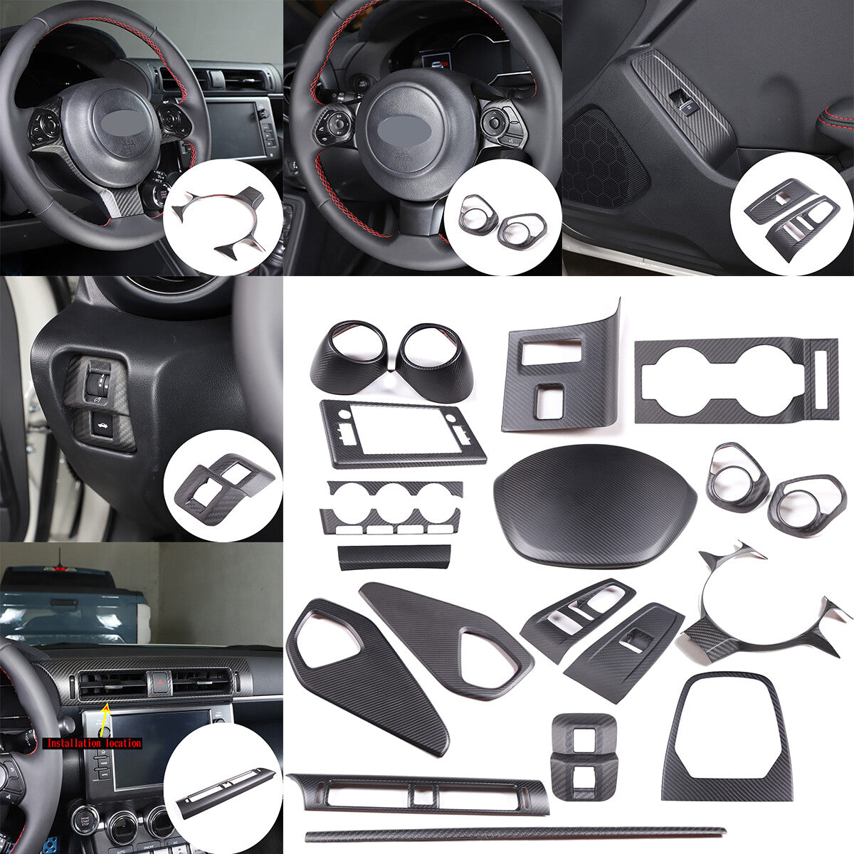 Matte Real Carbon Fiber Center Console Cover trim For Toyota 86/Subaru BRZ 2022 3