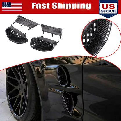 Real Carbon Fiber Wing Air Flow Fender Vent Trim For Corvette C6 ZR1 09-13 1