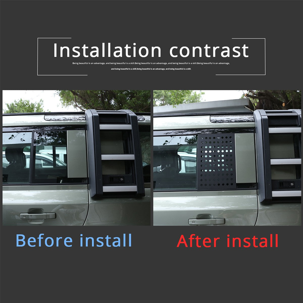 Black Aluminum Side Window Panel Trim For LR Defender L663 110 2020-2023 US 6