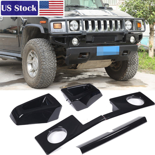 Glossy Black Front Bumper & Side Cover Trim Kit For Hummer H2 SUV SUT 2003-09 US 1