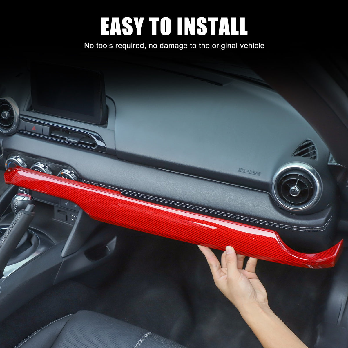 Red Real Carbon Fiber Dashboard Center Trim For Mazda MX-5 Miata 2016+ 3