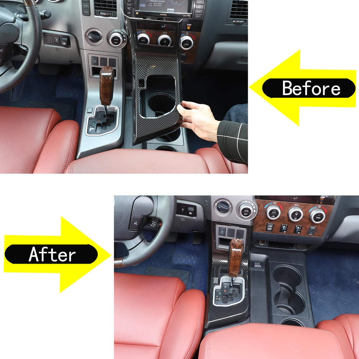 Carbon Fiber ABS Center Console Cover Trim Set For Toyota Tundra 07-13 US 53