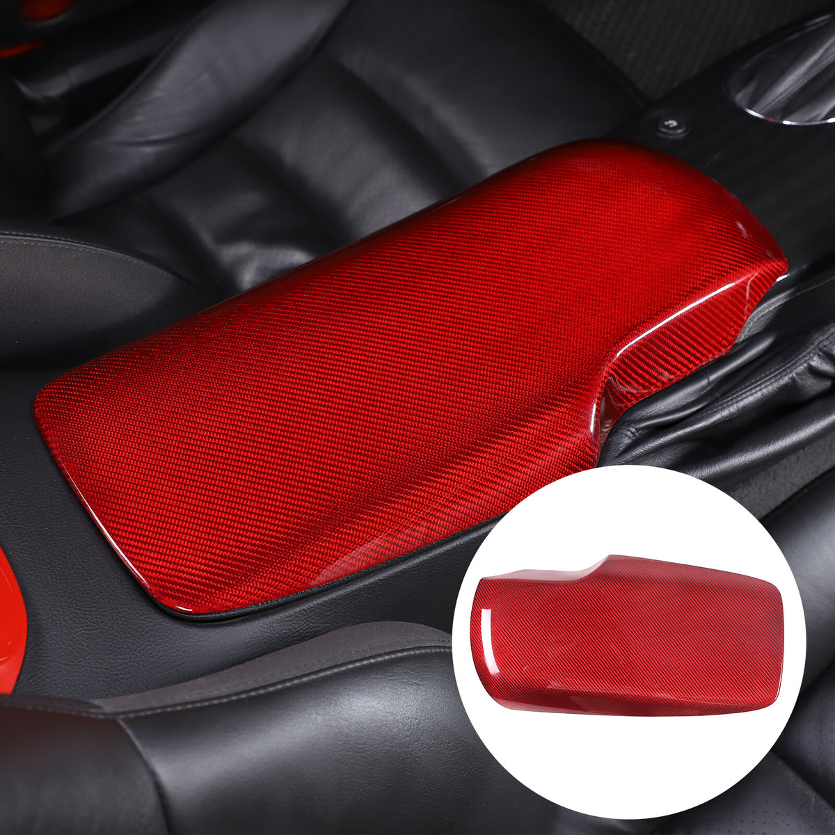 Red Real Carbon Fiber Center Console Armrest Box Cover For Corvette C6 2005-13 12