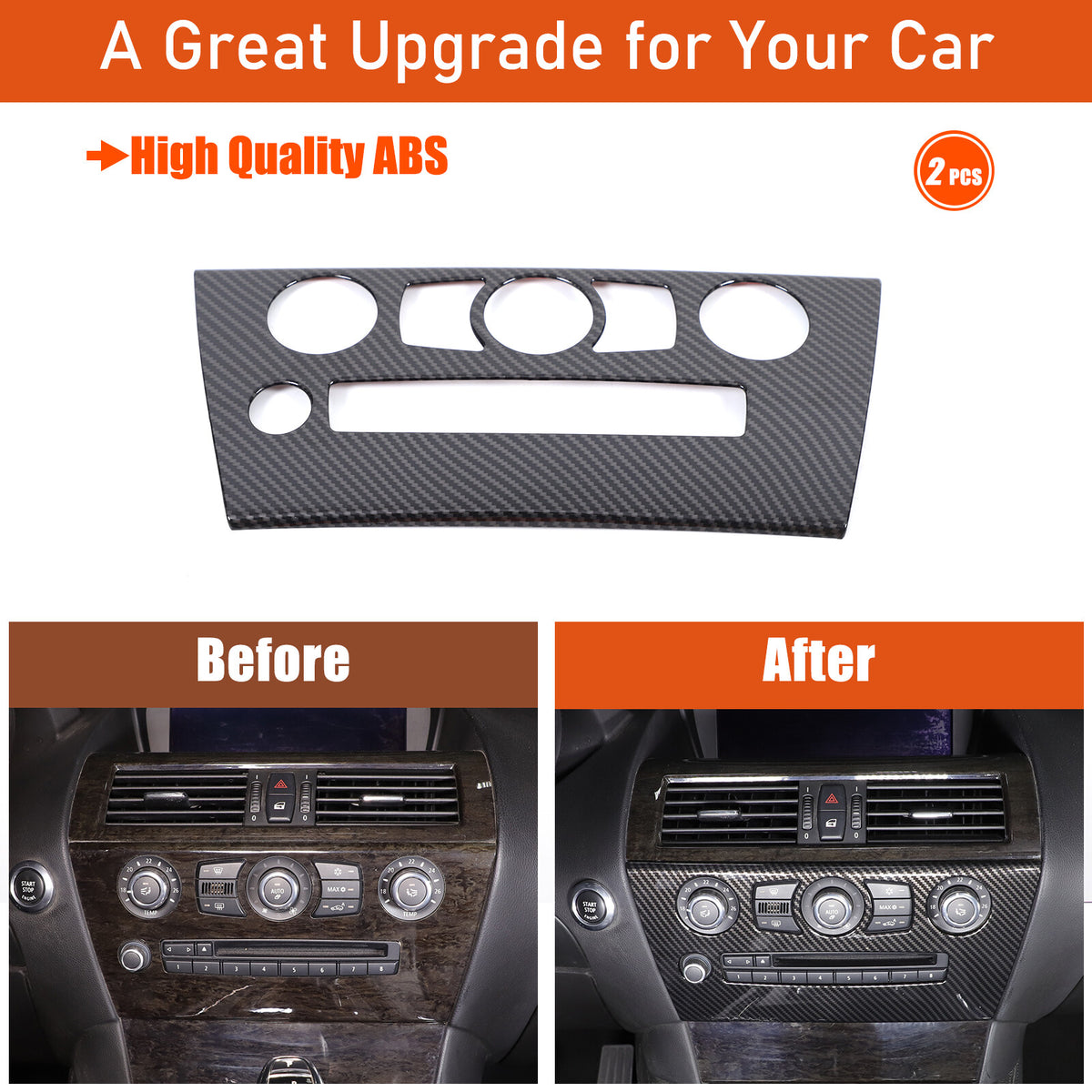 ABS Carbon Center Air Conditioning Cover Trim For BMW 6 Series E63 E64 2004-2009 5