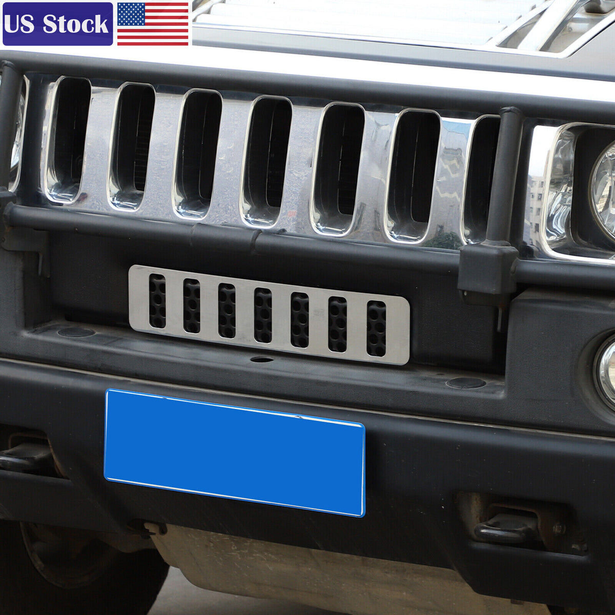 Chrome Front bumper Lower Grille Trim Cover Fit For Hummer H2 SUV SUT 2003-09 US 5