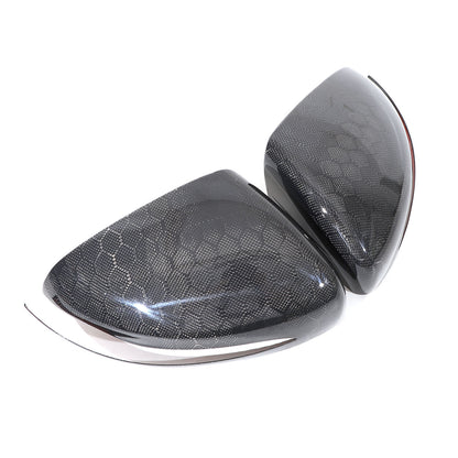 Honeycomb Real Carbon Fiber Rear View Mirror Cover Trim For Benz G500 G63 19-23 1