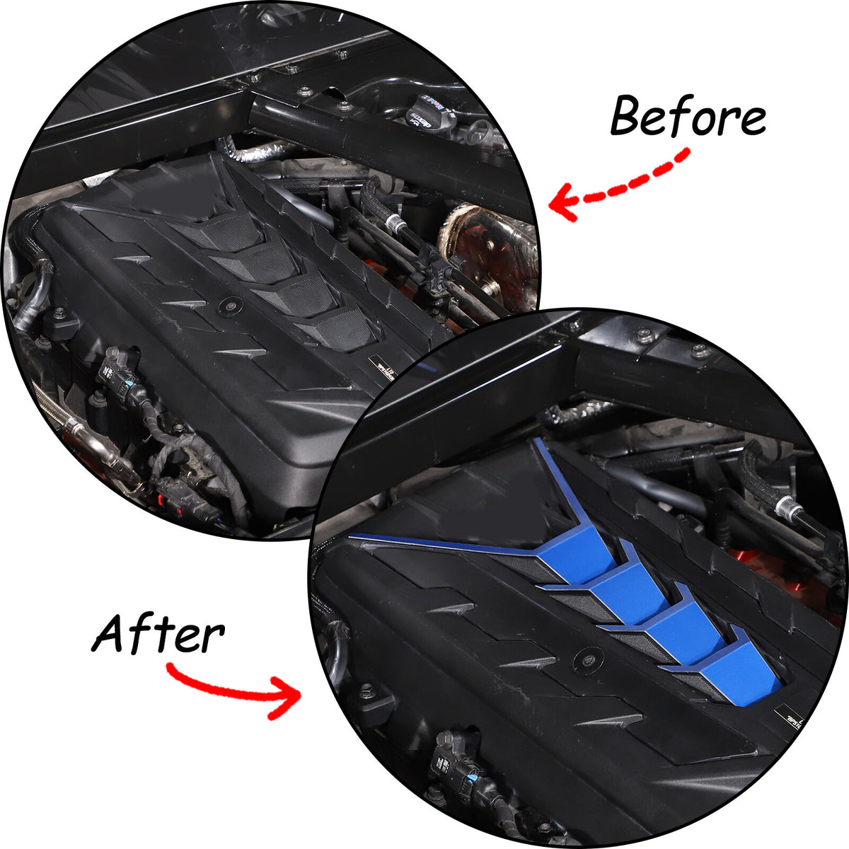 Blue Alloy Car Engine Center Patch Cover Decorate Trim For Corvette C8 2020-26 4