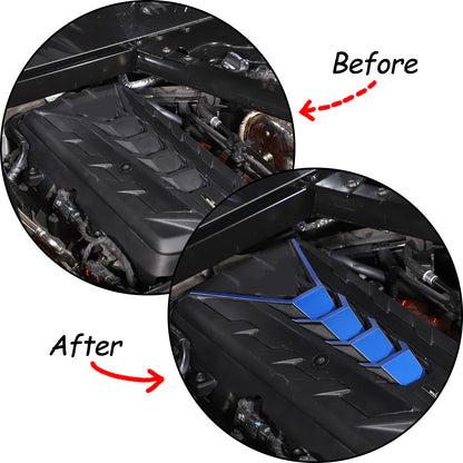 Blue Alloy Car Engine Center Patch Cover Decorate Trim For Corvette C8 2020-26 4