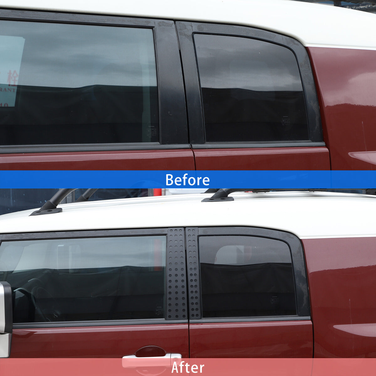 Black Aluminum Alloy Window Center Pillar Trim Panel For Toyota FJ Cruiser 07-21 10