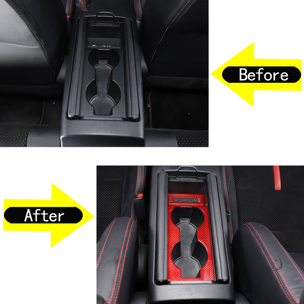 Red Real Carbon Fiber Interior Center Console Trim Set Kit For Subaru BRZ 22+ 99