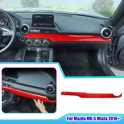 Red Real Carbon Fiber Dashboard Center Trim For Mazda MX-5 Miata 2016+ 1