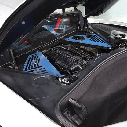 Blue Real Carbon fiber Engine Bay Side Panel Cover Overlay For Corvette C8 Coupe 7