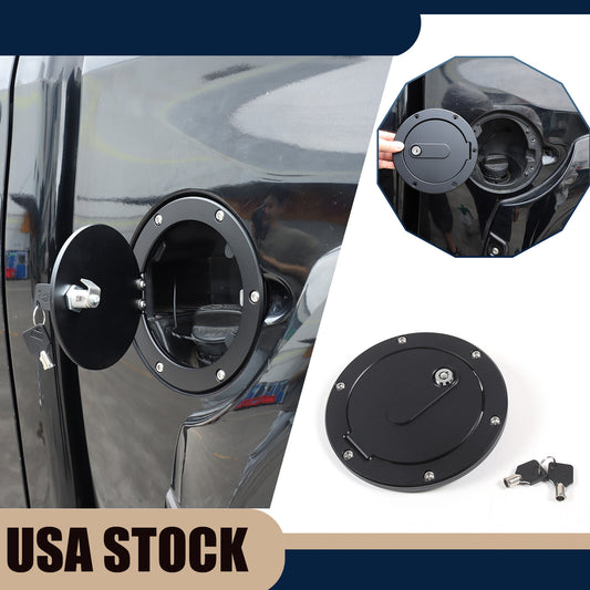 Black Door Fuel Tank Cover W/ Lock Gas Cap Tank Trim For Toyota Tundra 2007-2021 1