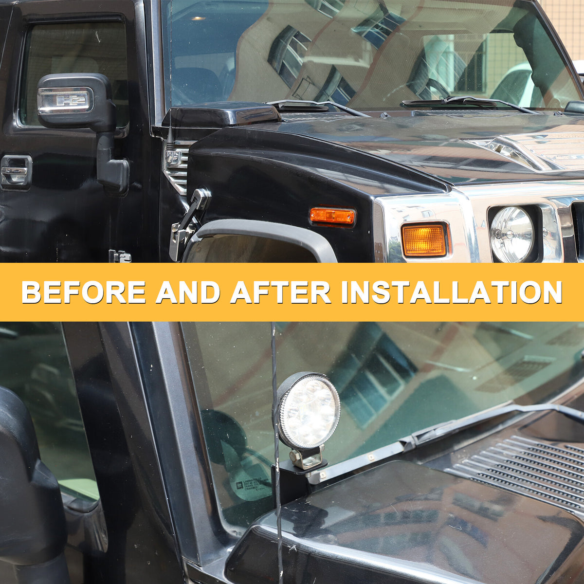 Steel Hood Light Mount Bracket For Hummer H2 2003-2009 7