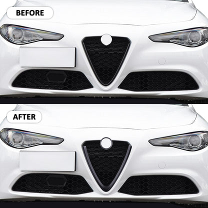 Matte Black Fiber V- Frame Shape Grille Mesh Cover For Alfa Romeo Stelvio 17-20 2