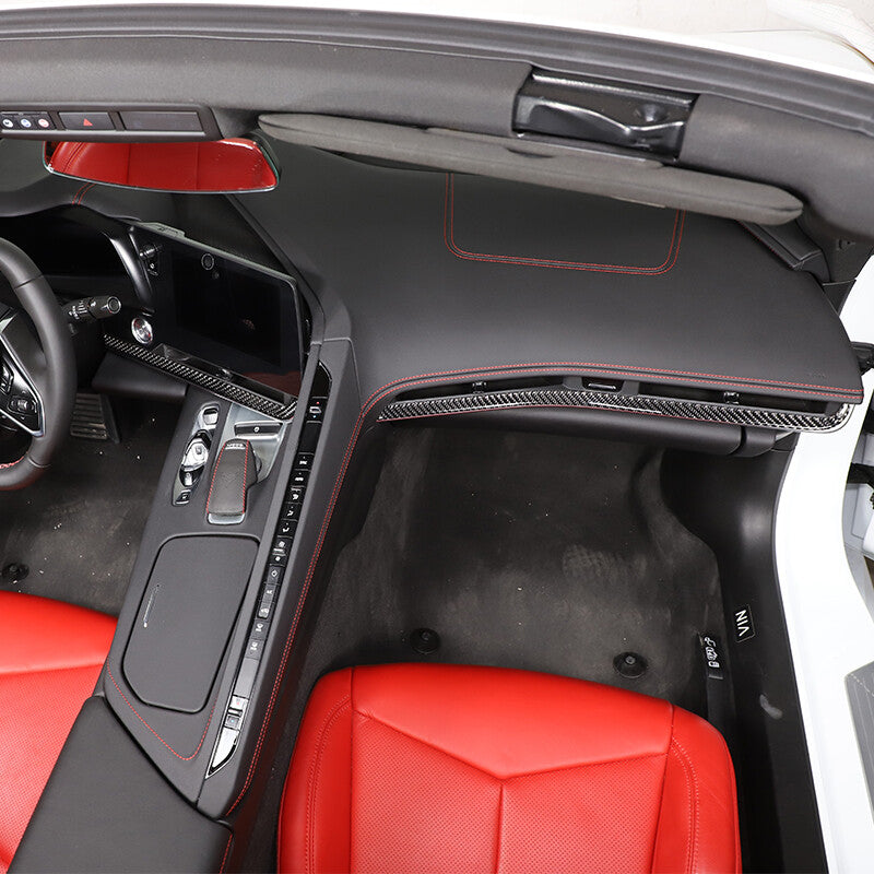 Real Carbon Fiber Center Console Trim Cover Sticker Set For Corvette C8 20-25 US 12