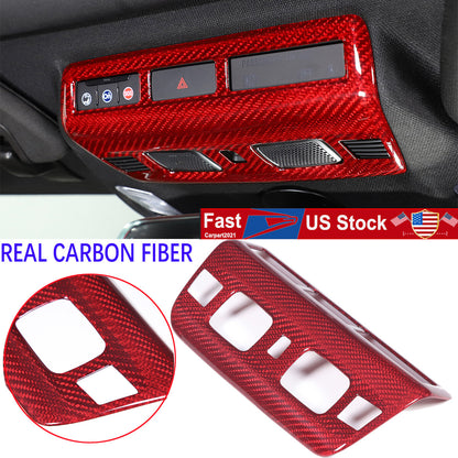 Red Real Dry Carbon Fiber Reading Light Trim Frame Cover For Corvette C8 20+ US 1