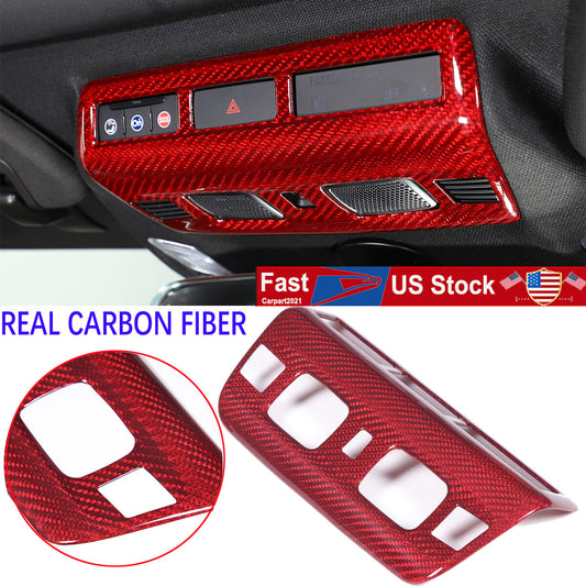 Red Real Dry Carbon Fiber Reading Light Trim Frame Cover For Corvette C8 20+ US 1