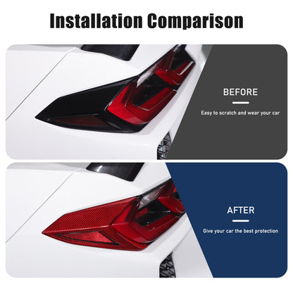 Red Real Carbon Fiber Rear Tail Light Side Trim For Corvette C8 2020+ US 22