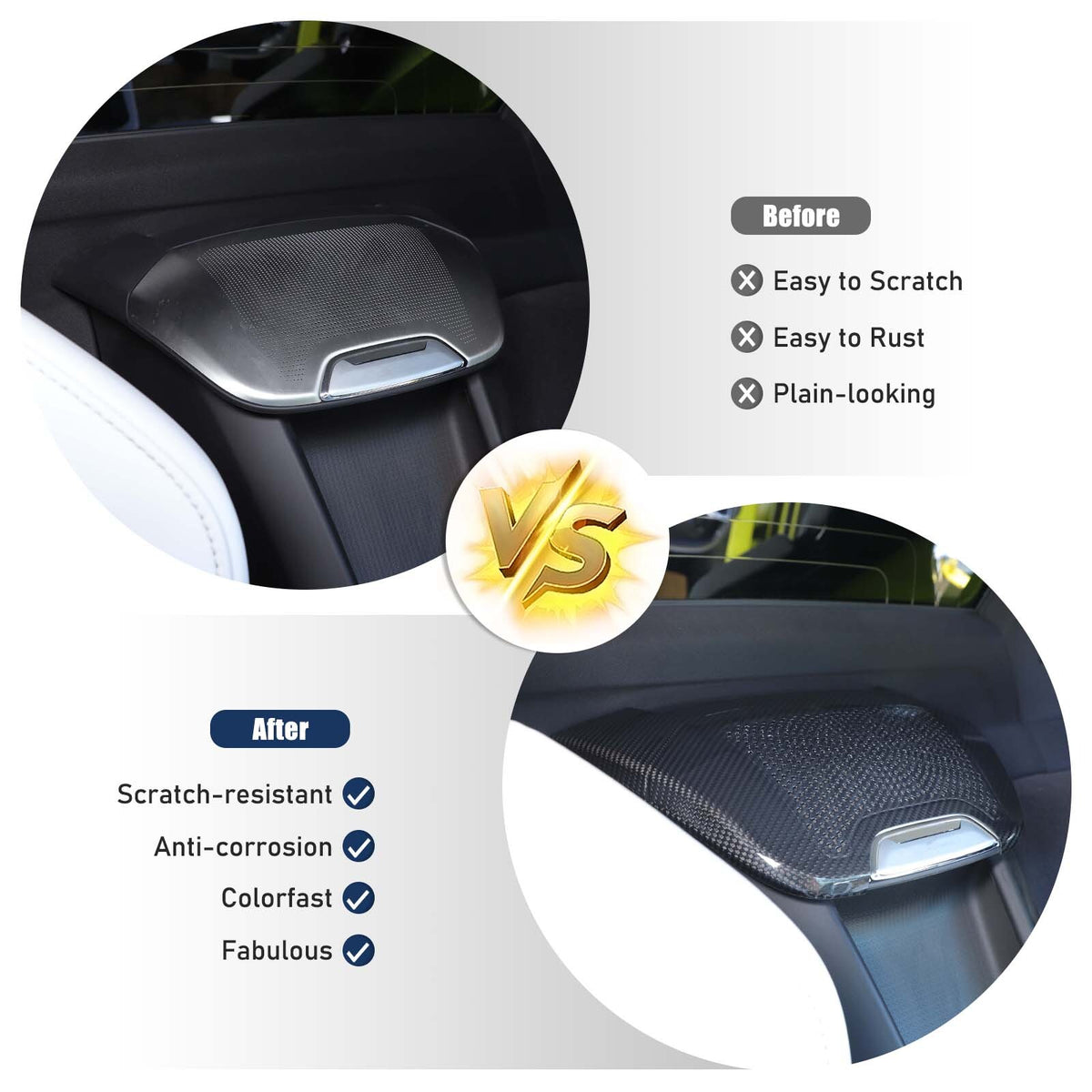 Real Carbon Fiber Rear Charger Speaker Cover Trim For Corvette C8 Convertible 18