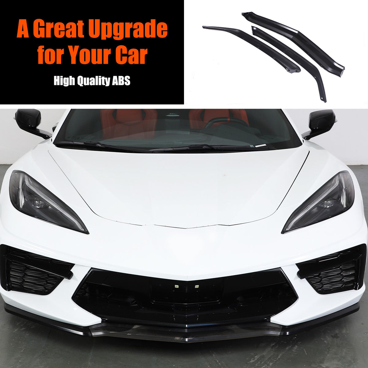 Replacement Black Front Bumper Lip Kit Splitter Exterior For Corvette C8 20+ US 7