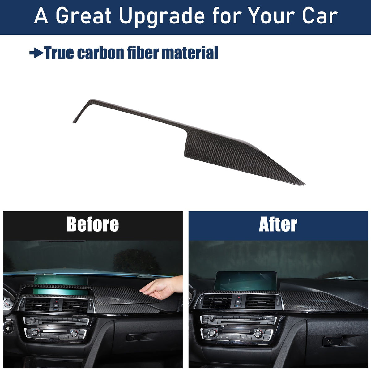 Real Carbon Fiber Central Console Dashboard Trim For BMW M3 M4 F80 F82 2014-2019 8