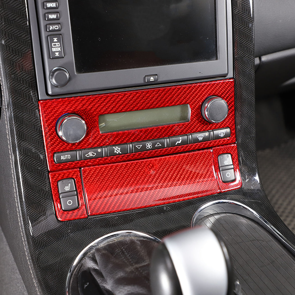 Red Real Carbon Fiber Center Console Air Conditioner Trim For Corvette C6 05-13 10
