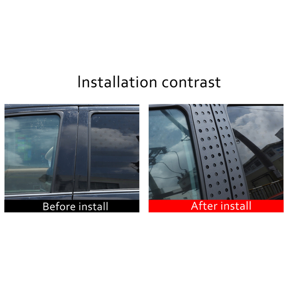 Black Aluminum Alloy Window Center Pillar Trim Panel For Toyota Tundra 2007-21 10