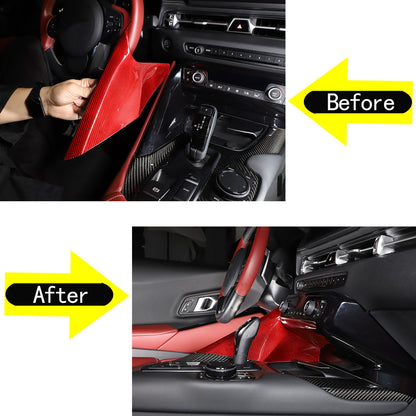 Red Real Carbon Fiber Center Gear Shift Side Panel Trim For Toyota Supra A90 19+ 12