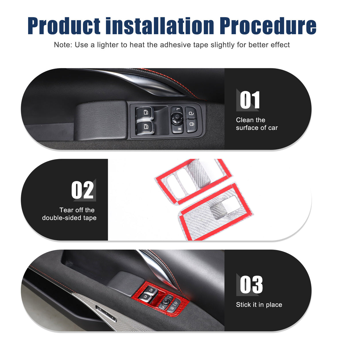 Red Real Carbon fiber Window Lift Switch Button Trim For Lotus EMIRA 2021-2025 20