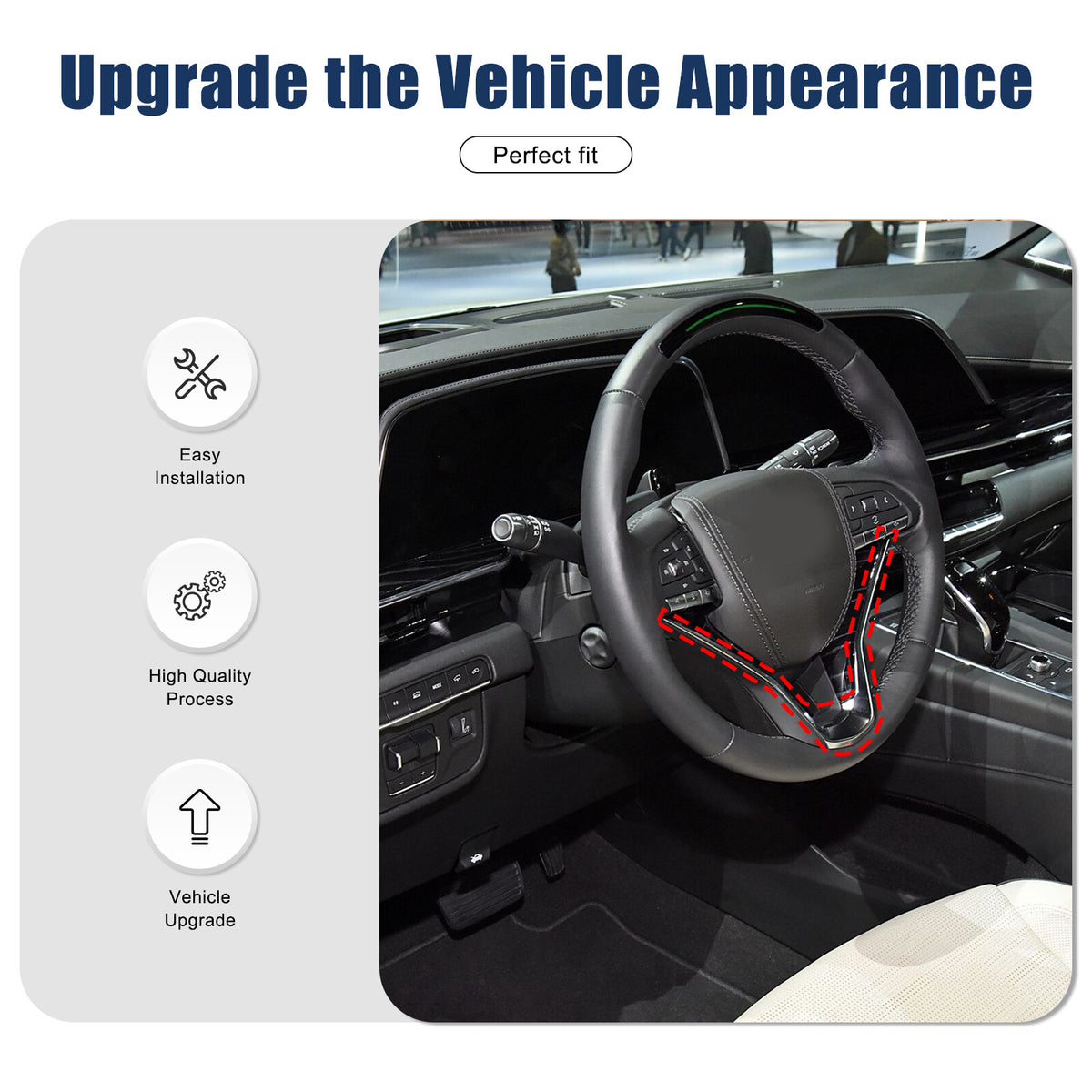 Red Real Carbon Fiber Steering Wheel Base Cover Trim For Cadillac Escalade 2021+ 15
