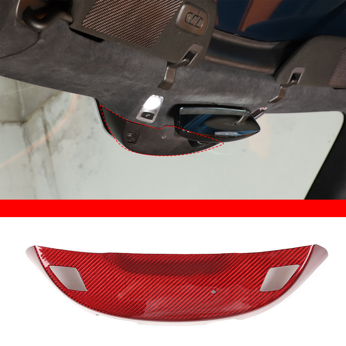 Real Carbon Fiber Inner Rearview Mirror Base Cover Trim For Corvette C7 2014-19 6