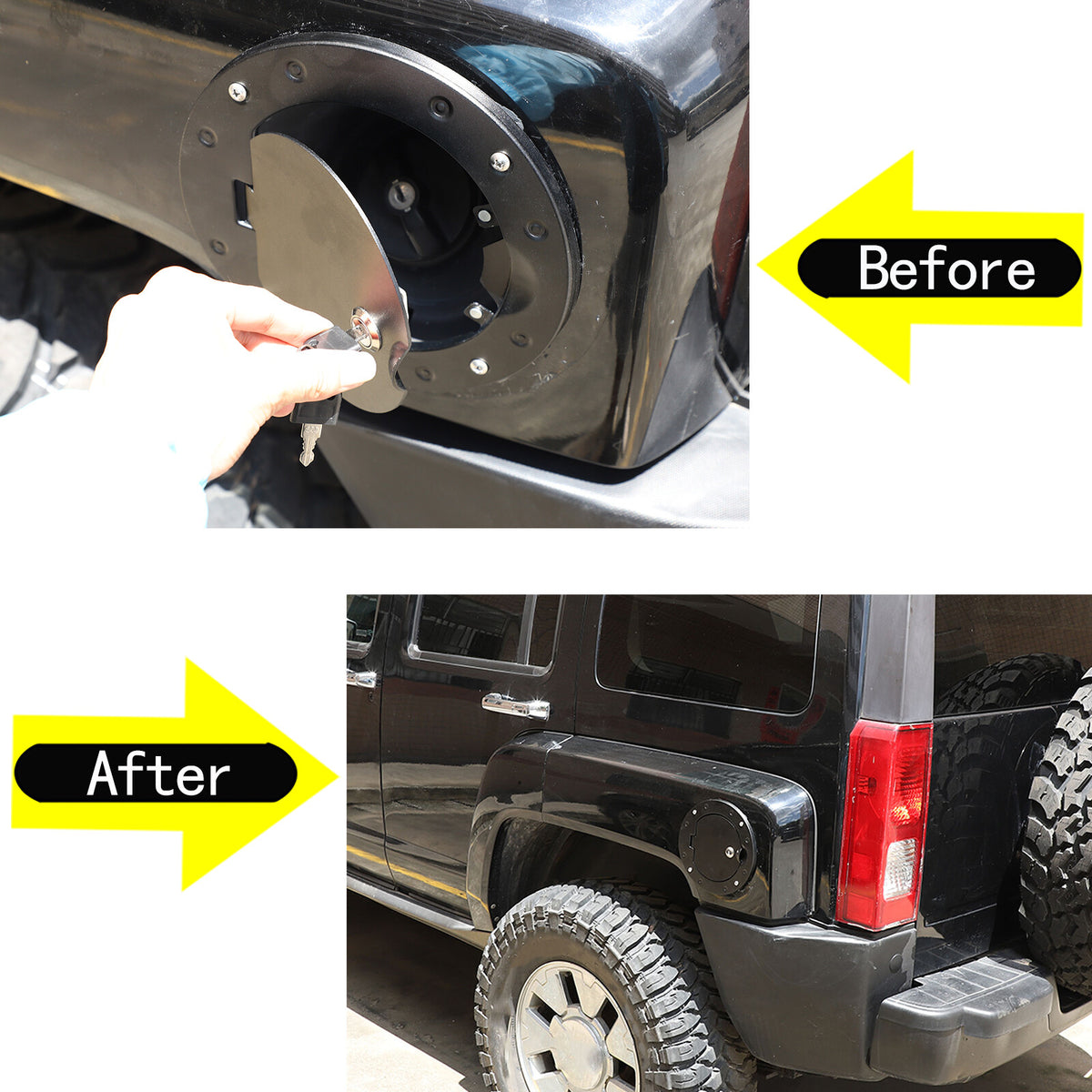 Alloy Locking Fuel Door Gas Tank Cap Cover Lock Key For Hummer H3 2006-2010 6